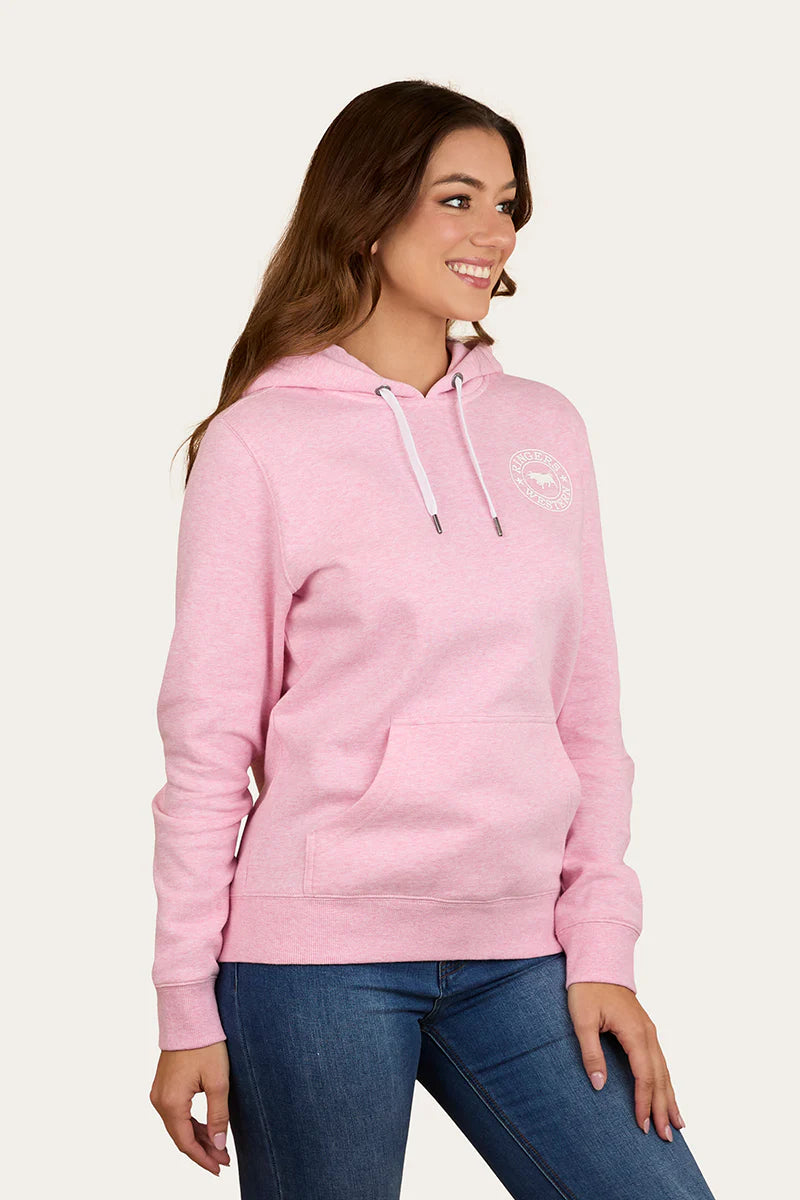 Ringers Western Signature Bull Womens Pullover Hoodie - Pink Marle