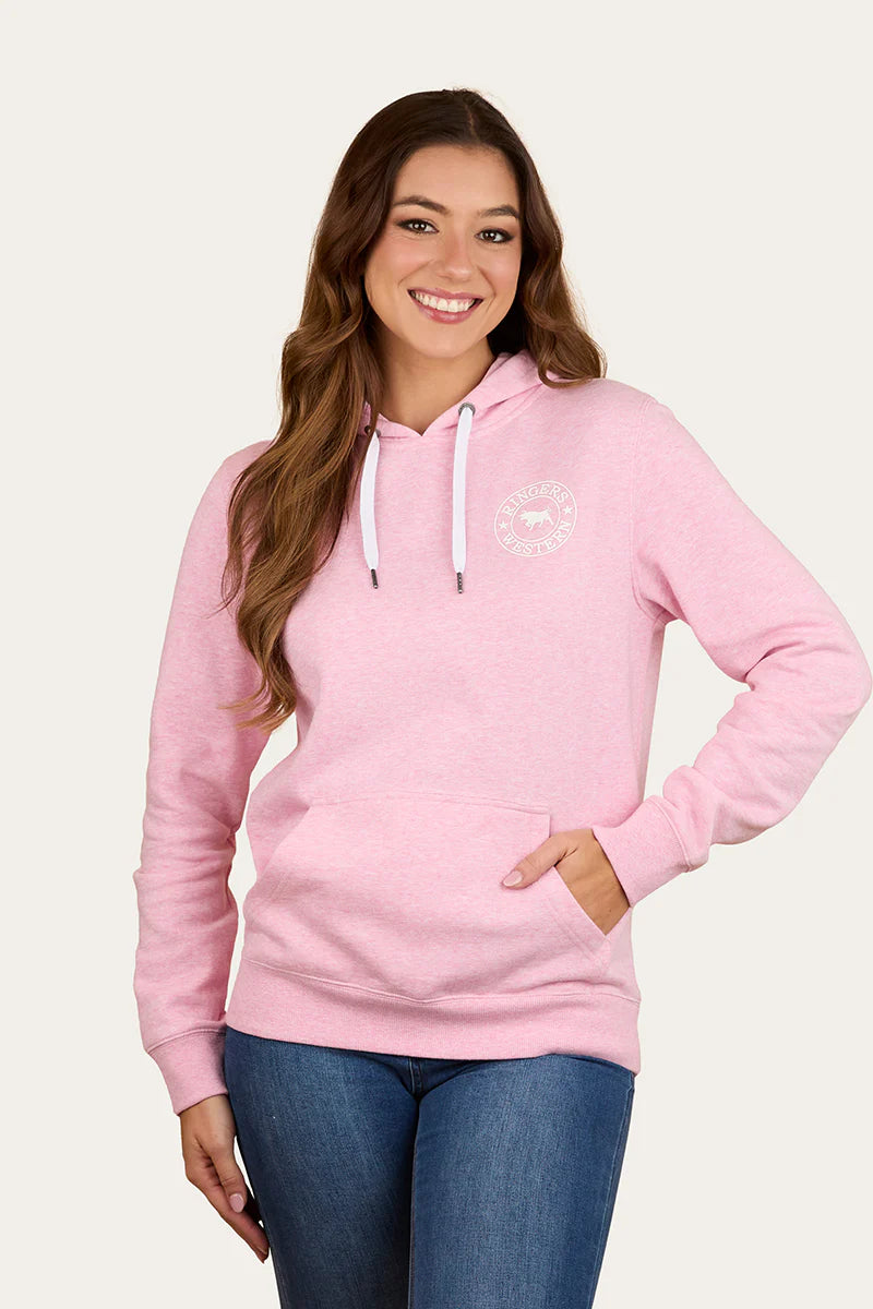 Ringers Western Signature Bull Womens Pullover Hoodie - Pink Marle