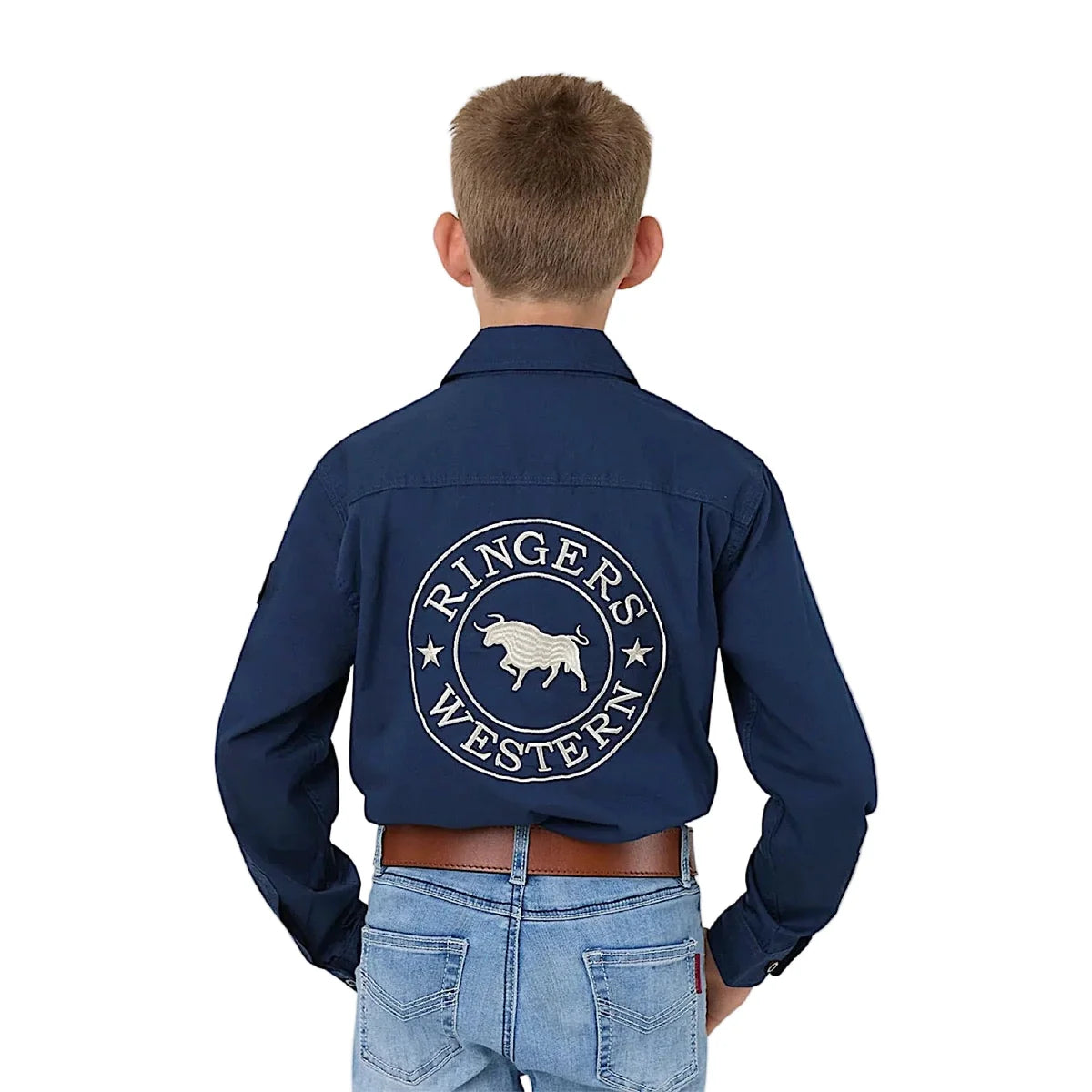 Ringers Western Kid's Freehand Full Button Work Shirt - Navy