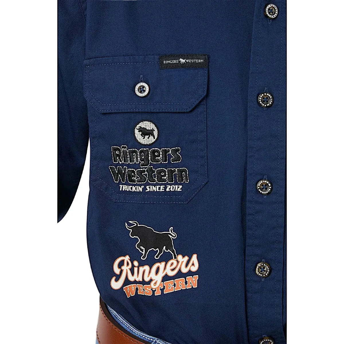 Ringers Western Kid's Freehand Full Button Work Shirt - Navy