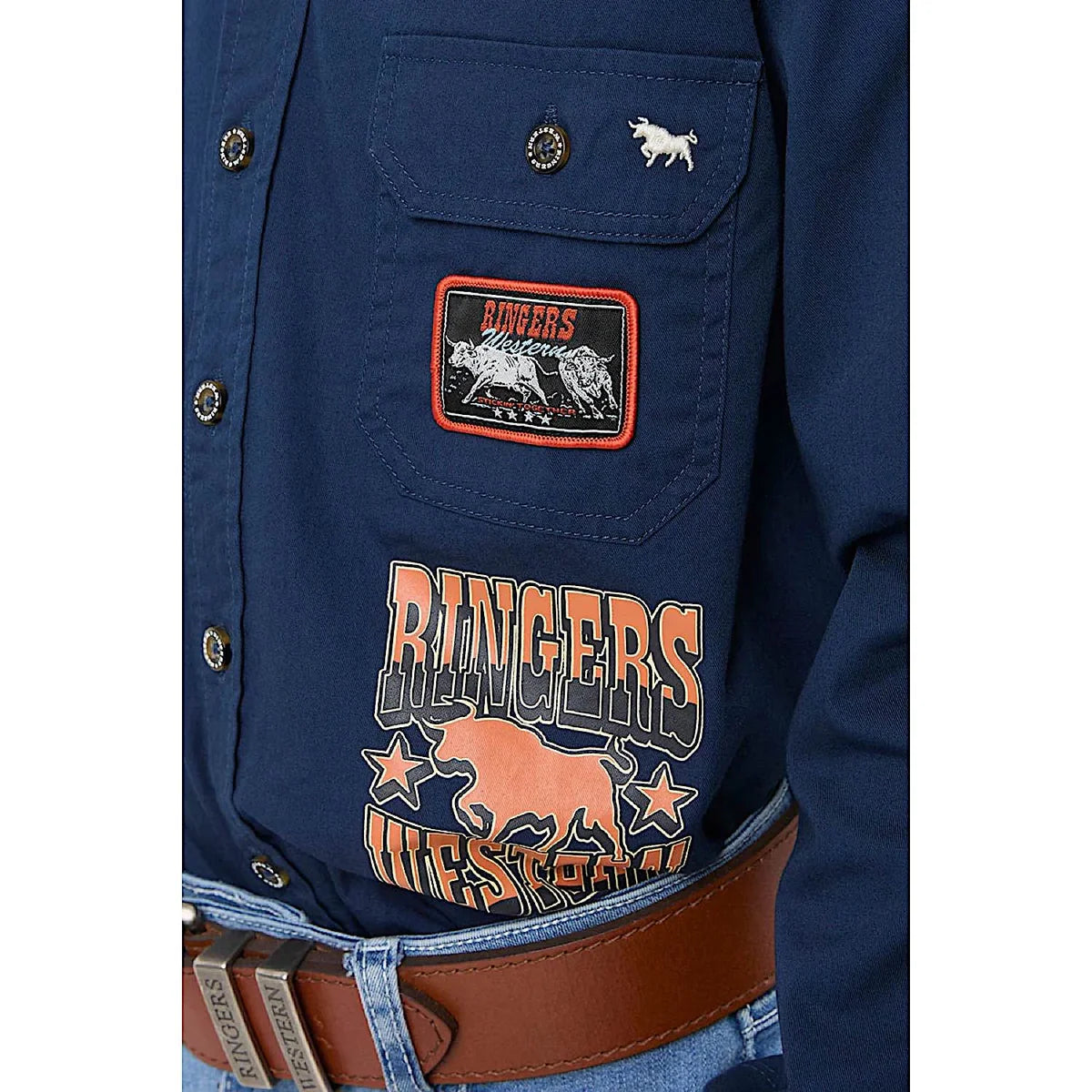 Ringers Western Kid's Freehand Full Button Work Shirt - Navy
