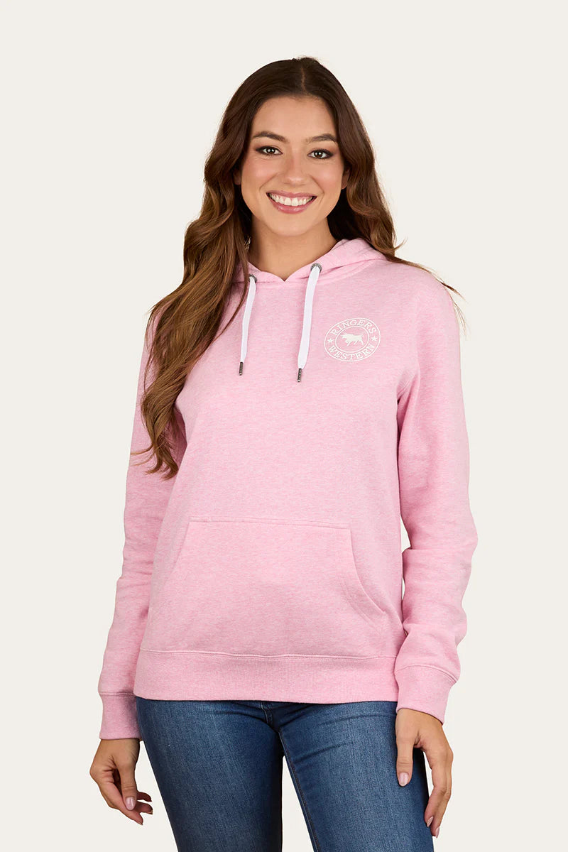 Ringers Western Signature Bull Womens Pullover Hoodie - Pink Marle
