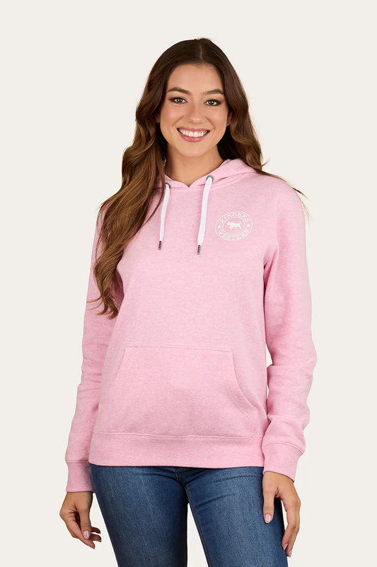Ringers Western Signature Bull Womens Pullover Hoodie - Pink Marle