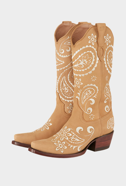 RINGERS OLIVIA WOMENS CUBAN HEEL WESTERN BOOT_Bone