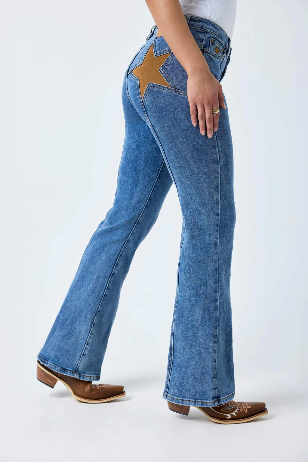 Ringers Western Womens Penny Starstruck High Rise Bootleg Jean - Mid Blue