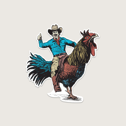 Cowboy Cool Rooster Roundup Sticker
