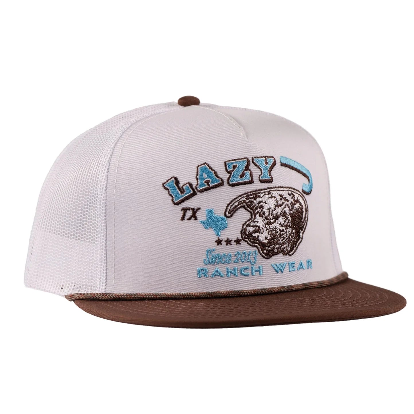 Lazy J Ranch White & Brown Desert Frost Classic Rope Trucker Hat