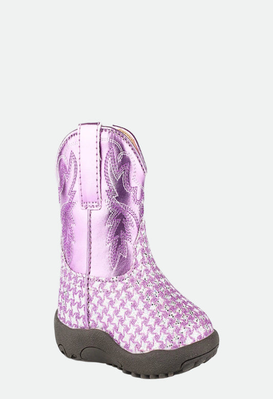 Roper Infant Girls' Cowbabies Glitter Gleam Western Boots - Round Toe - Purple