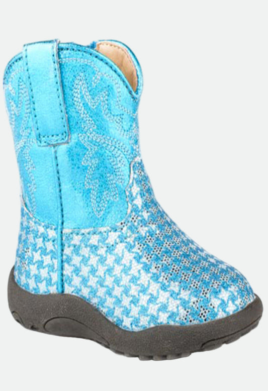 Roper Infant Girls' Cowbabies Glitter Gleam Western Boots - Round Toe - Blue