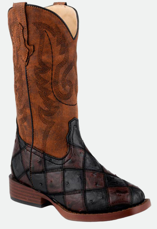 Roper Little Boys' Bird Blocks Western Boots - Broad Square Toe