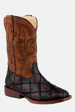Roper Big Kid's Bird Blocks Brown Boot