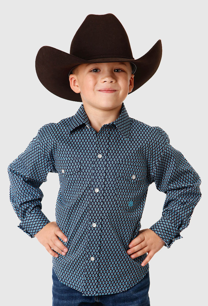 Roper Boys Amarillo Collection Long Sleeve Shirt - Blue