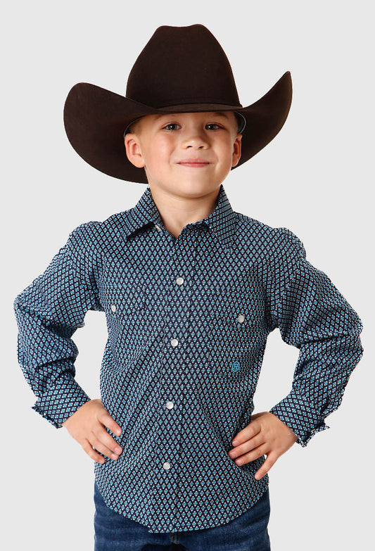 Roper Boys Amarillo Collection Long Sleeve Shirt - Blue