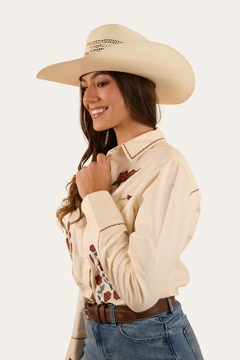 Ringers Western Womens Desert Rose Western Shirt - Off White