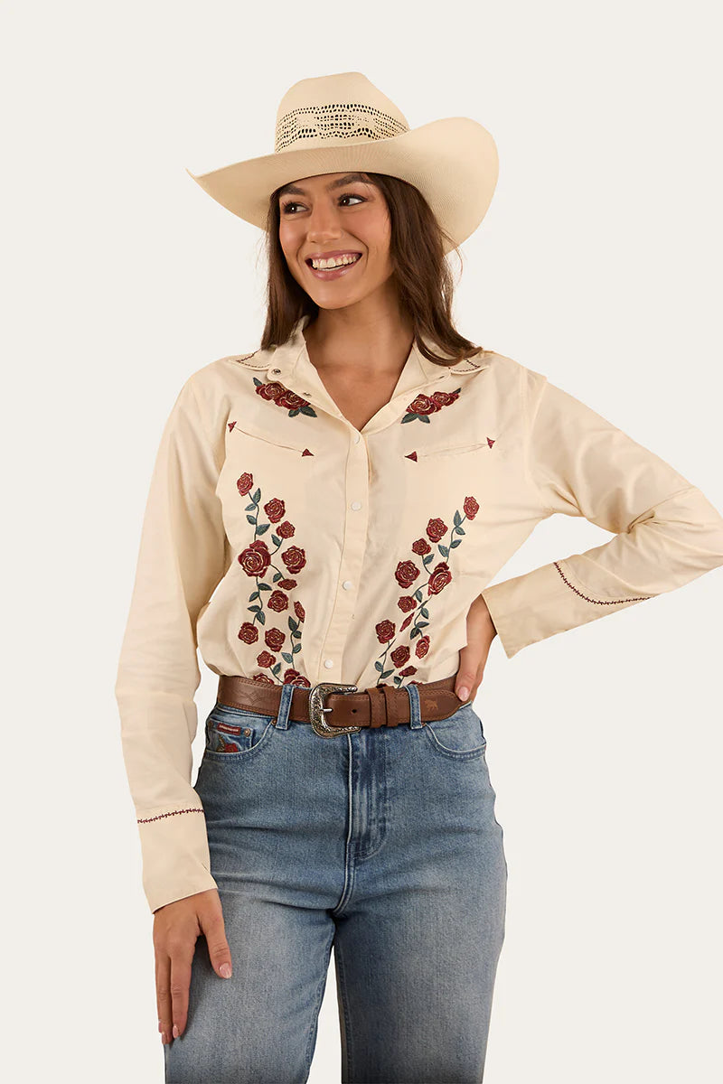 Ringers Western Womens Desert Rose Western Shirt - Off White