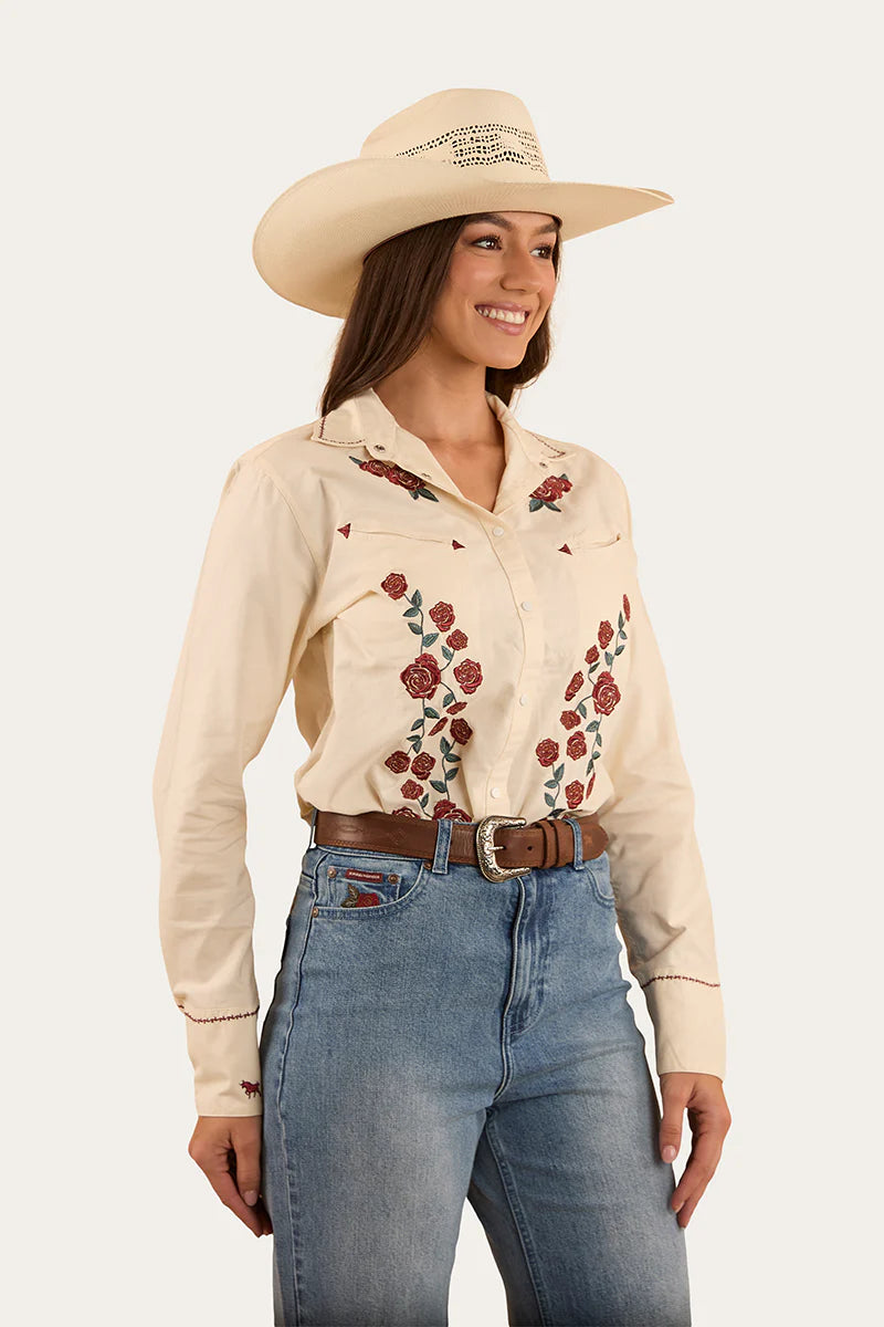 Ringers Western Womens Desert Rose Western Shirt - Off White
