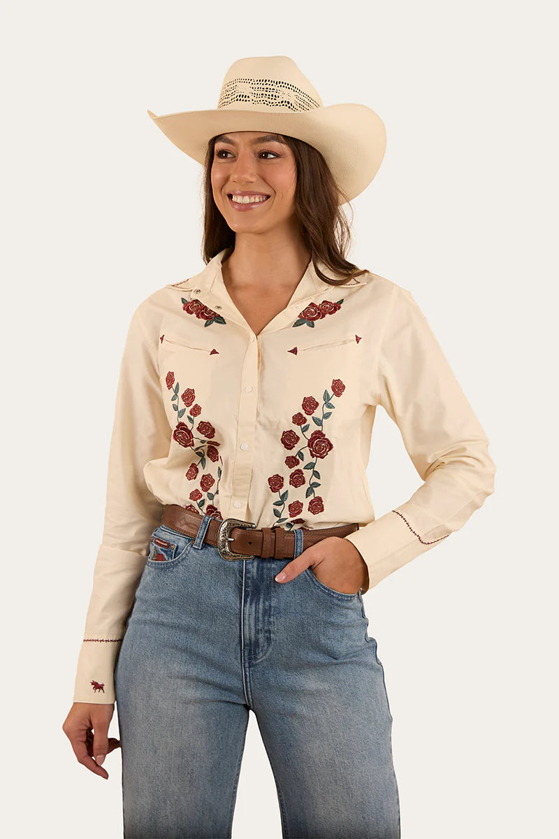 Ringers Western Womens Desert Rose Western Shirt - Off White