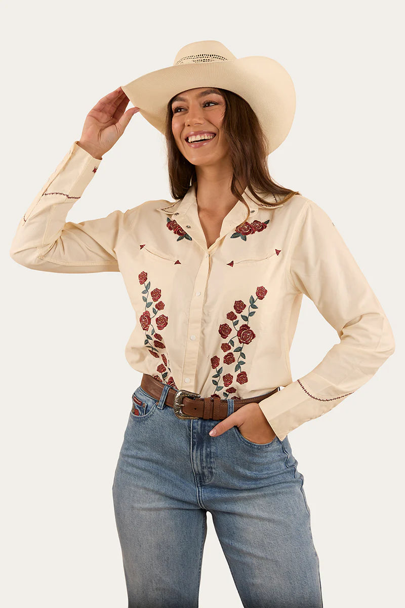 Ringers Western Womens Desert Rose Western Shirt - Off White