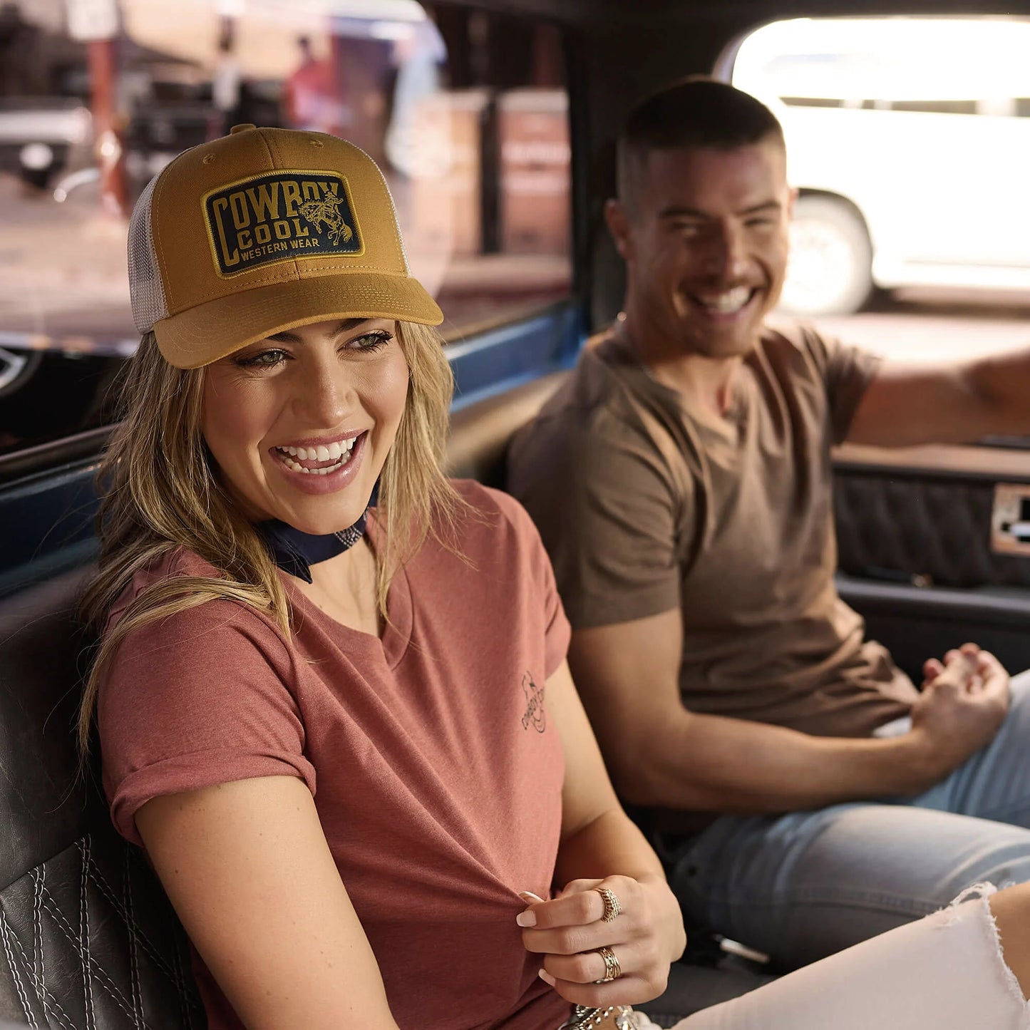 Cowboy Cool Roughrider Hat Unisex - Mustard/Cream