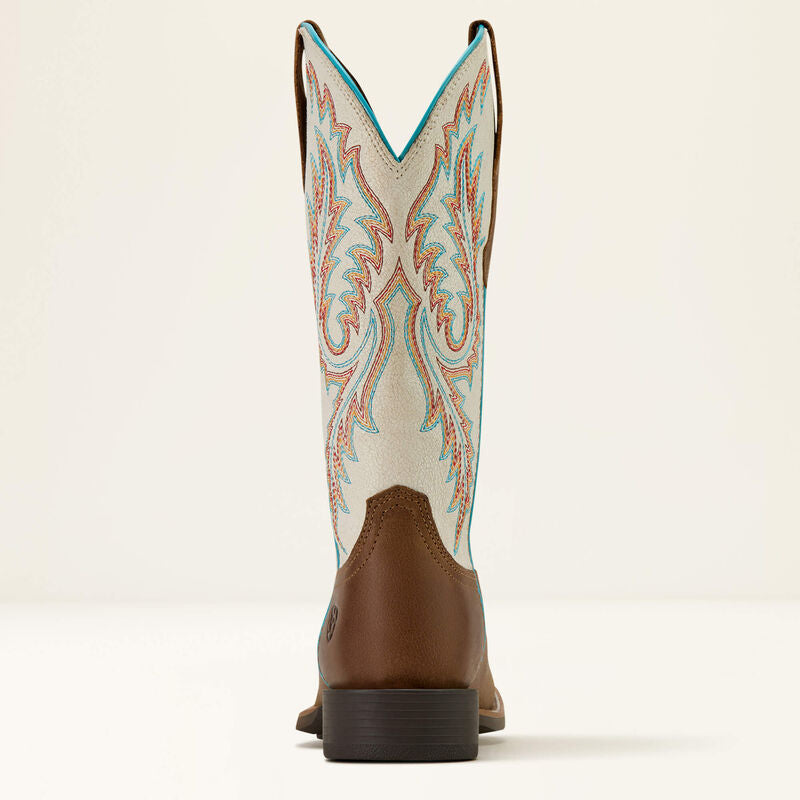 Ariat Women's Round Up W Toe StretchFit Western Boot - SANDSTORM|DISTRESSED IVORY