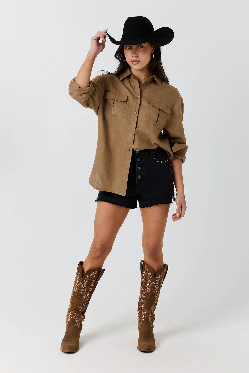 Ringers Western Womens Roxy Studded Short - Washed Black