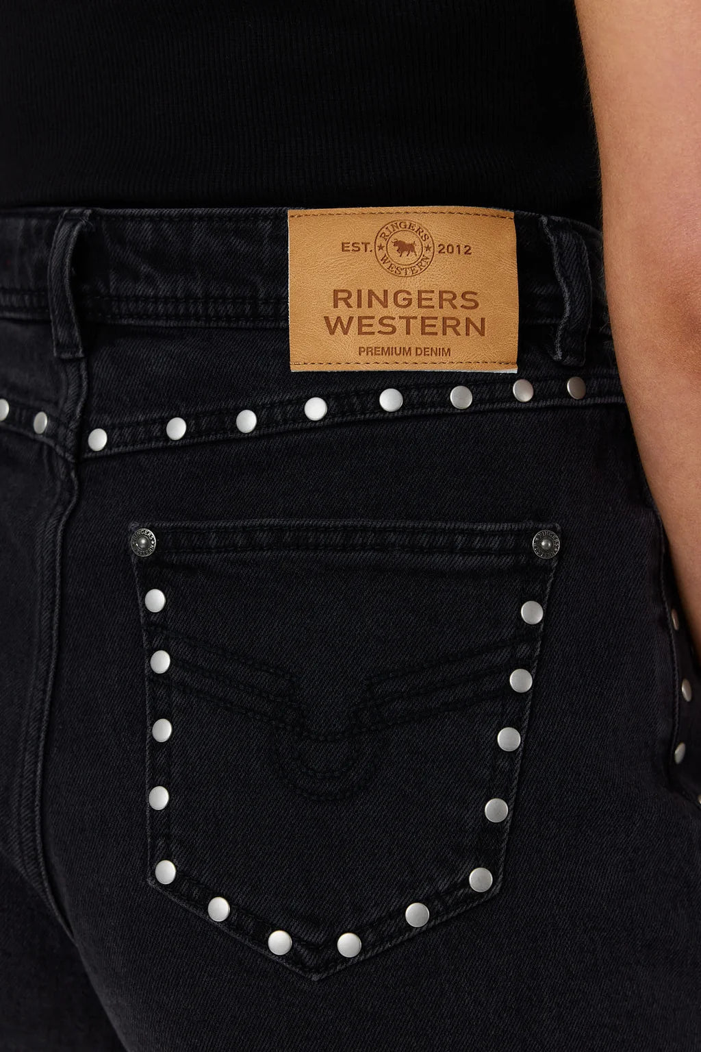 Ringers Western Womens Roxy Studded Short - Washed Black