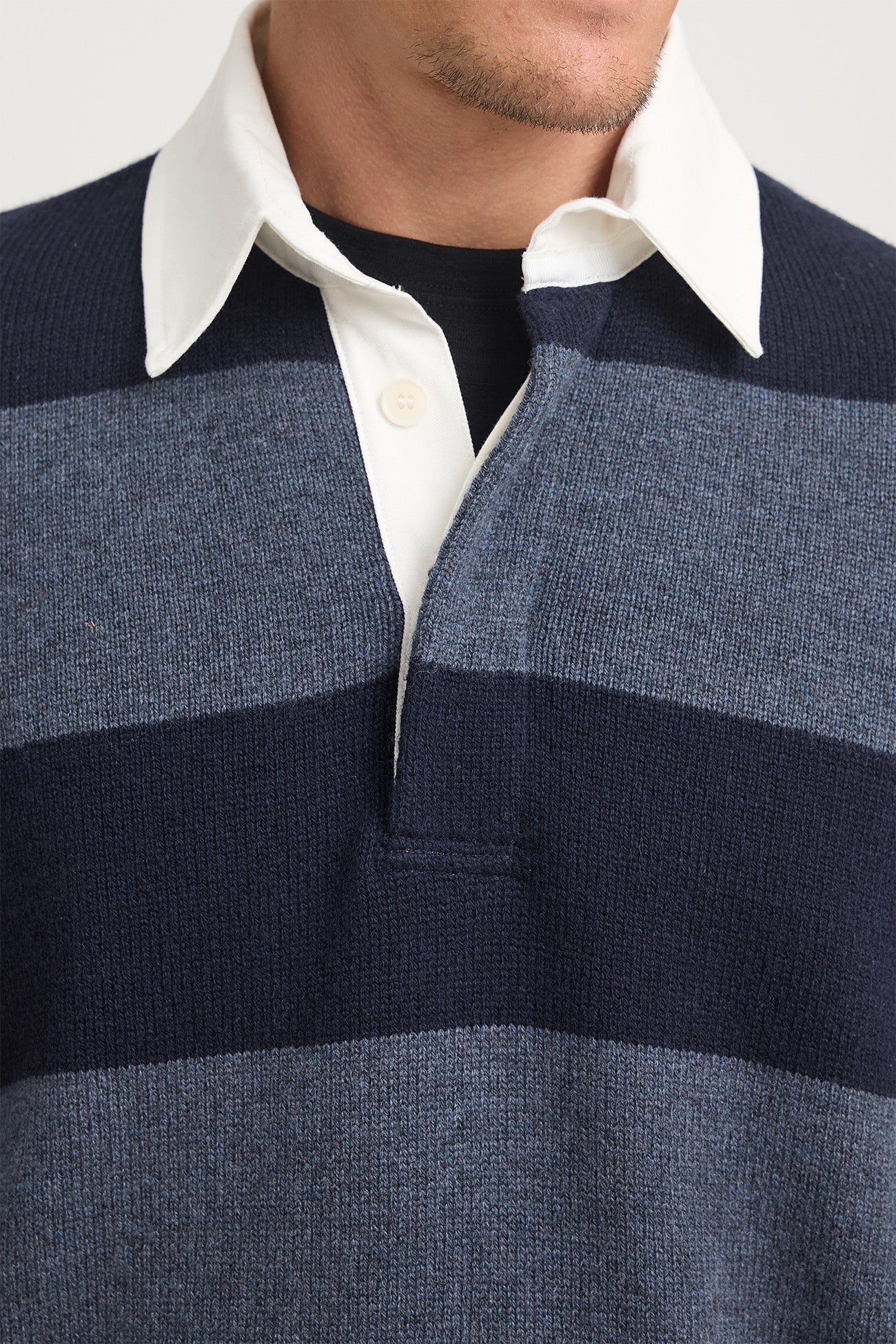 Toorallie Men's Rugby Stripe Polo - French Navy