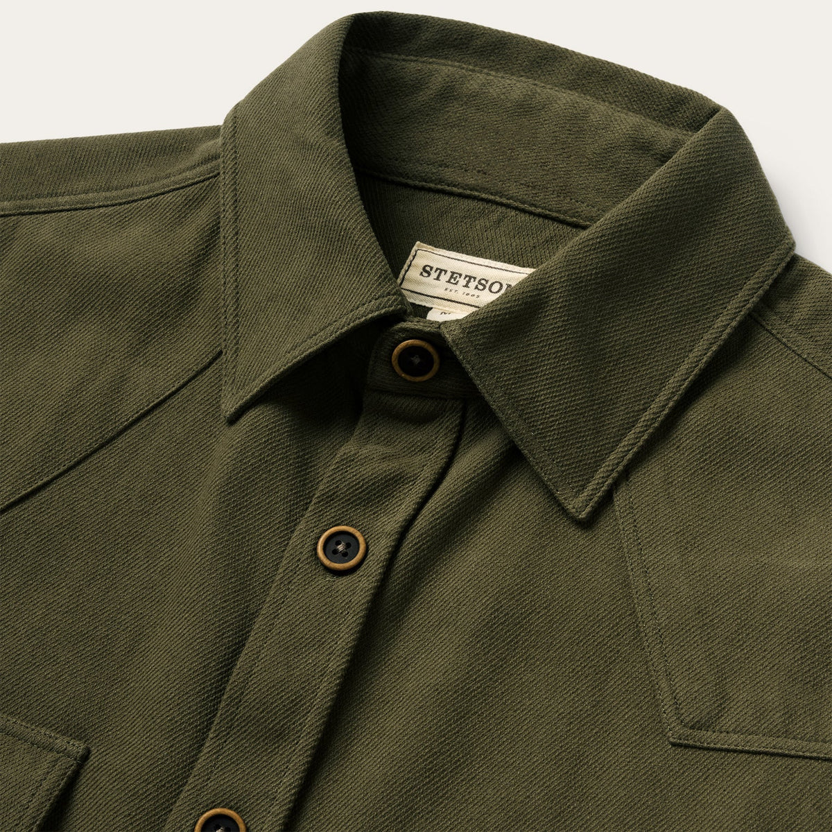 Stetson Men's Brushed Twill Long Sleeve Shirt Solid - Green
