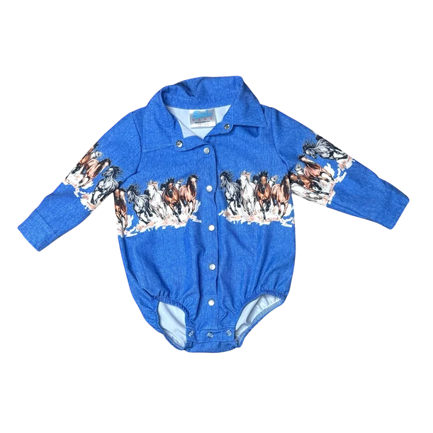 Shea Baby Running Horse Long Sleeve Pearl Snap Shirt