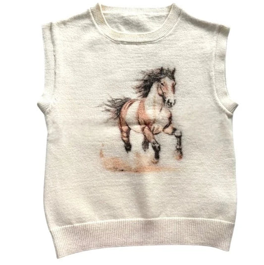 Shea Baby Running Horse Sleeveless Sweater