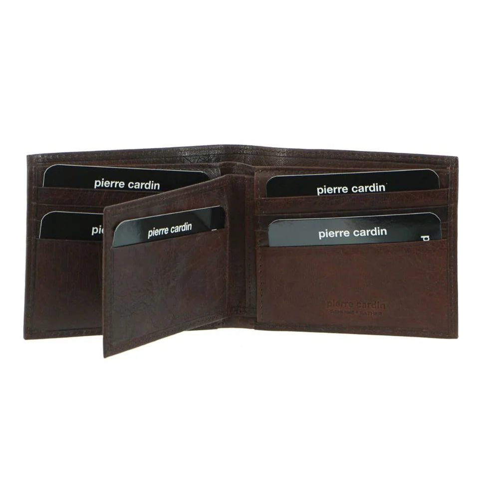 Pierre Cardin Men's Rustic Leather Bi-Fold RFID Protected Wallet 11cm