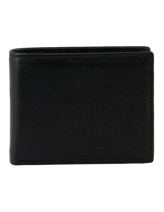 Pierre Cardin Rustic Leather Bi-Fold Slimline Wallet in Black