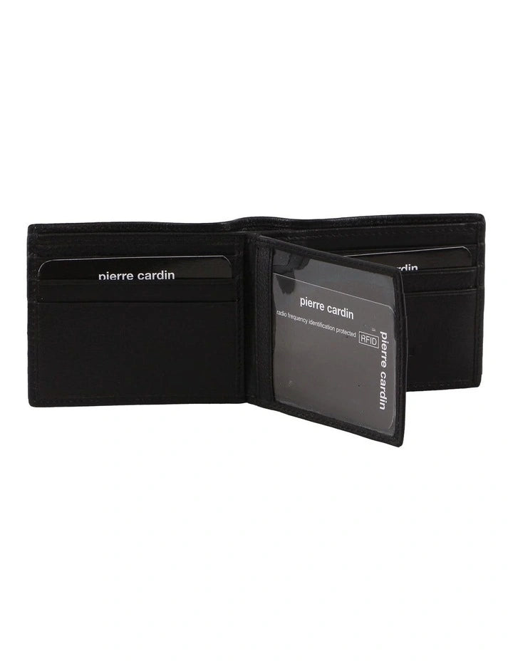 Pierre Cardin Rustic Leather Bi-Fold Slimline Wallet in Black