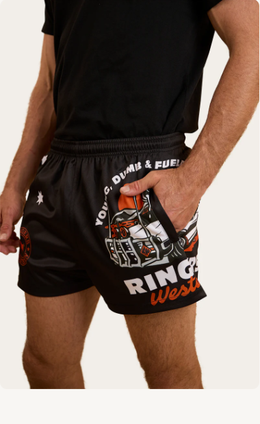 Ringers Western Young and Dumb Footy Short - Black / Orange