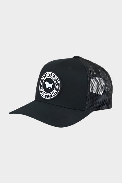 Ringers Western Kids Signature Bull Trucker Cap - Black / White
