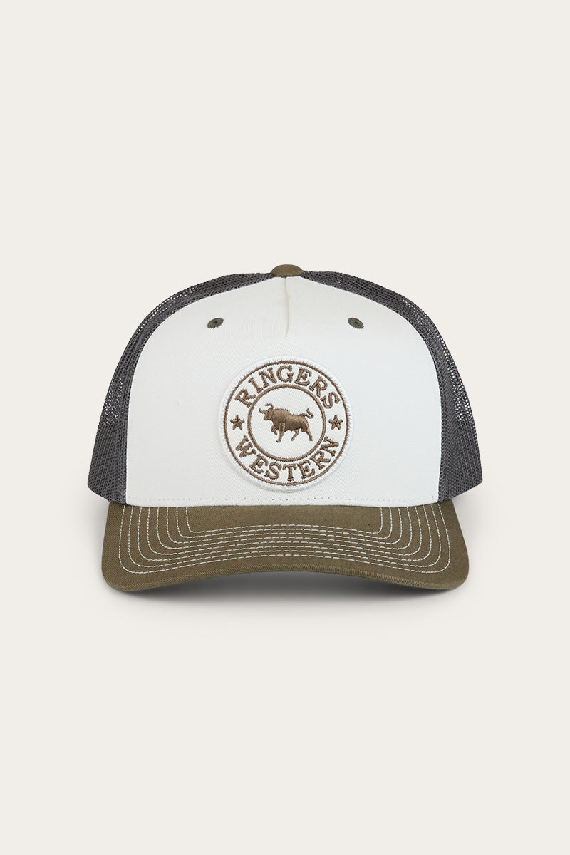 Ringers Western Men's Signature Bull Trucker Cap - Army / Off White