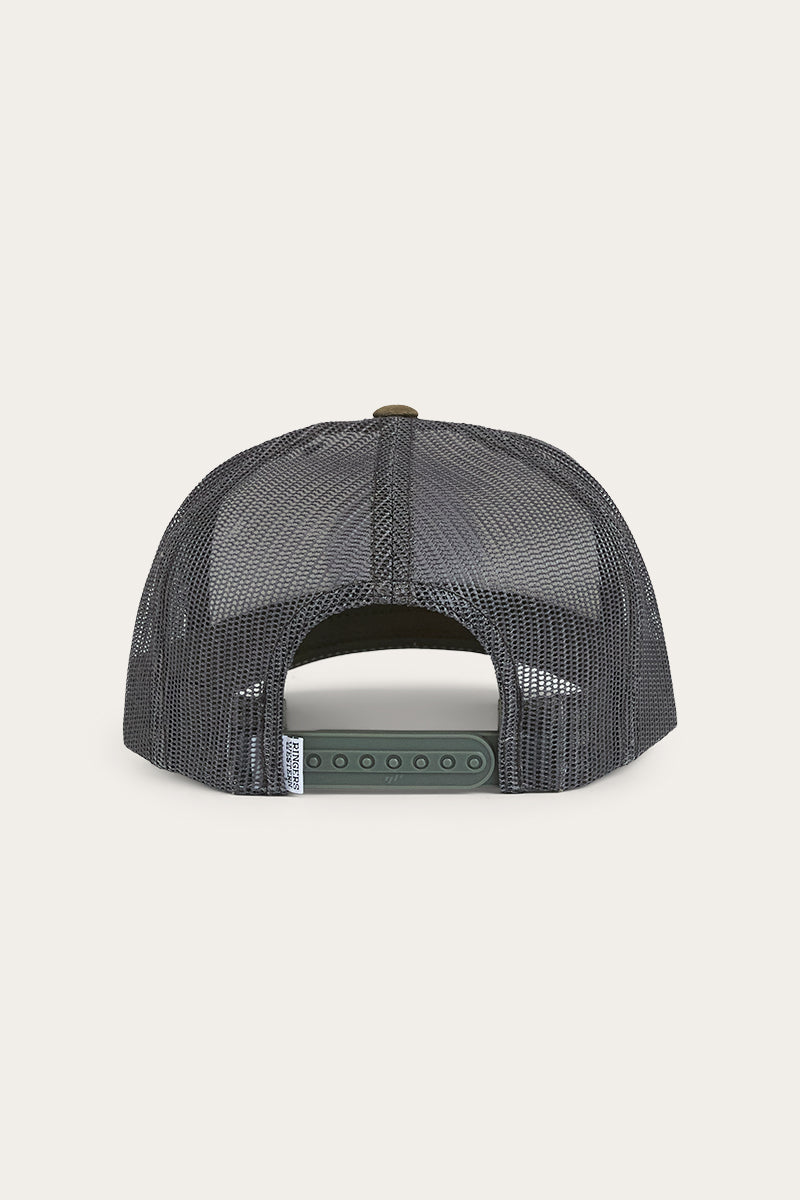 Ringers Western Mens Signature Bull Trucker Cap - Army / Off White