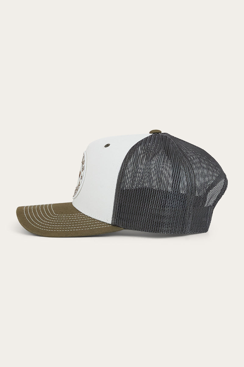 Ringers Western Men's Signature Bull Trucker Cap - Army / Off White