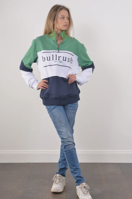 Bullrush Unisex Springton Zip Sweat - Navy/Green