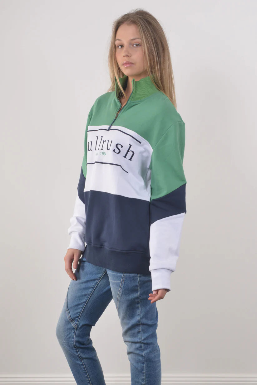 Bullrush Unisex Springton Zip Sweat - Navy/Green