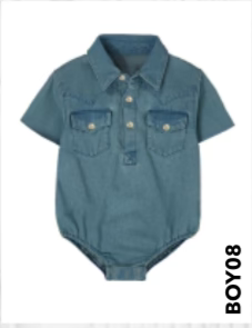 Shea Baby Baby Dark Denim SS Pearl Snap Onesie (0-18M)