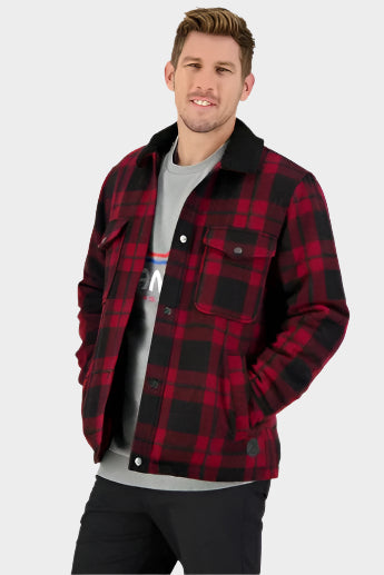 Swanndri Men's Kaituna Sherpa Lined Jacket (Merlot Check)