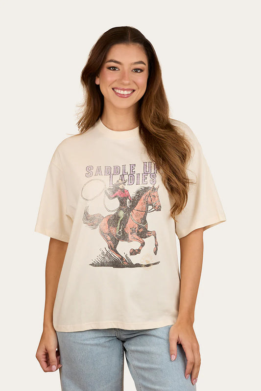 Ringers Western Women's Saddle Up Oversized T-Shirt - Off WhIte