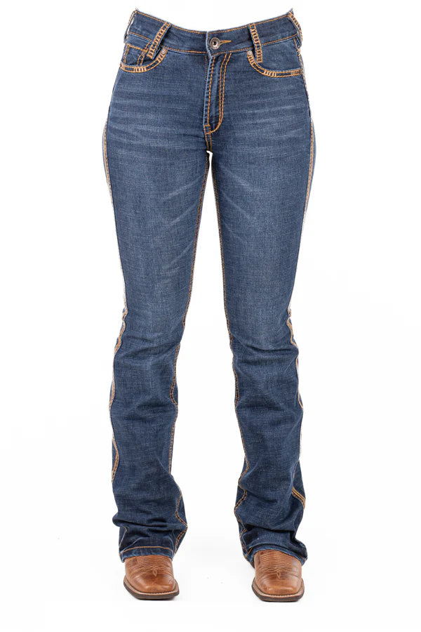 Hitchley & Harrow Ultra High Rise - SR2242-A "San Antonio" Tan & Metallic Stitch Jean 32Leg