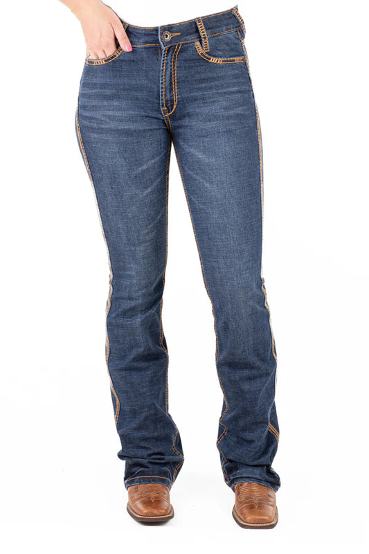 Hitchley & Harrow Ultra High Rise - SR2242-A "San Antonio" Tan & Metallic Stitch Jean 32Leg