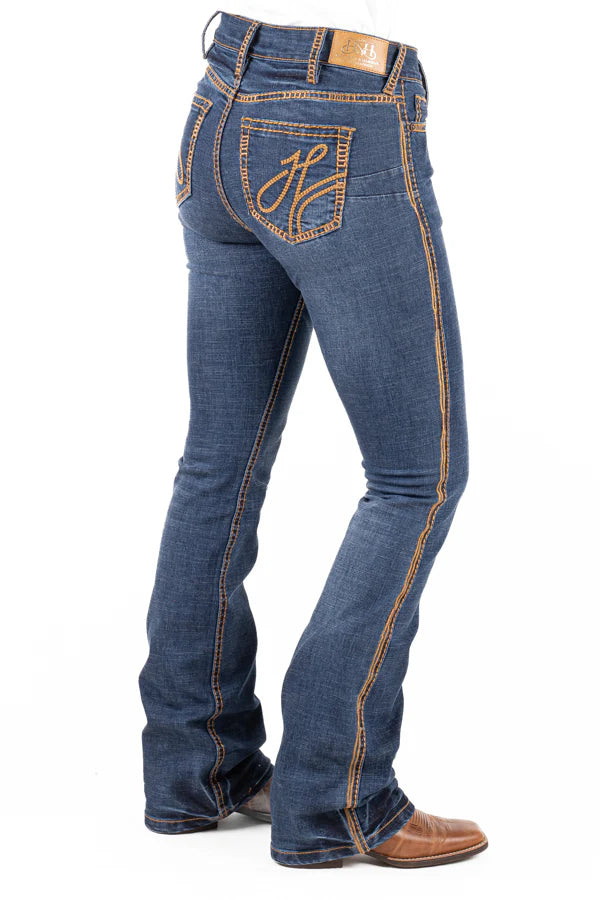 Hitchley & Harrow Ultra High Rise - SR2242-A "San Antonio" Tan & Metallic Stitch Jean 32Leg