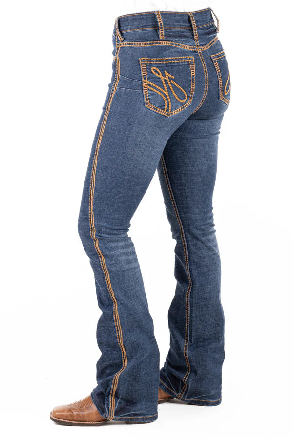 Hitchley & Harrow Ultra High Rise - SR2242-A "San Antonio" Tan & Metallic Stitch Jean 32Leg