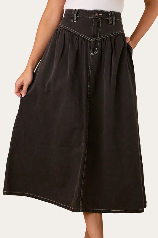 Ringers Western Sarina Womens Midi Skirt - Washed Black