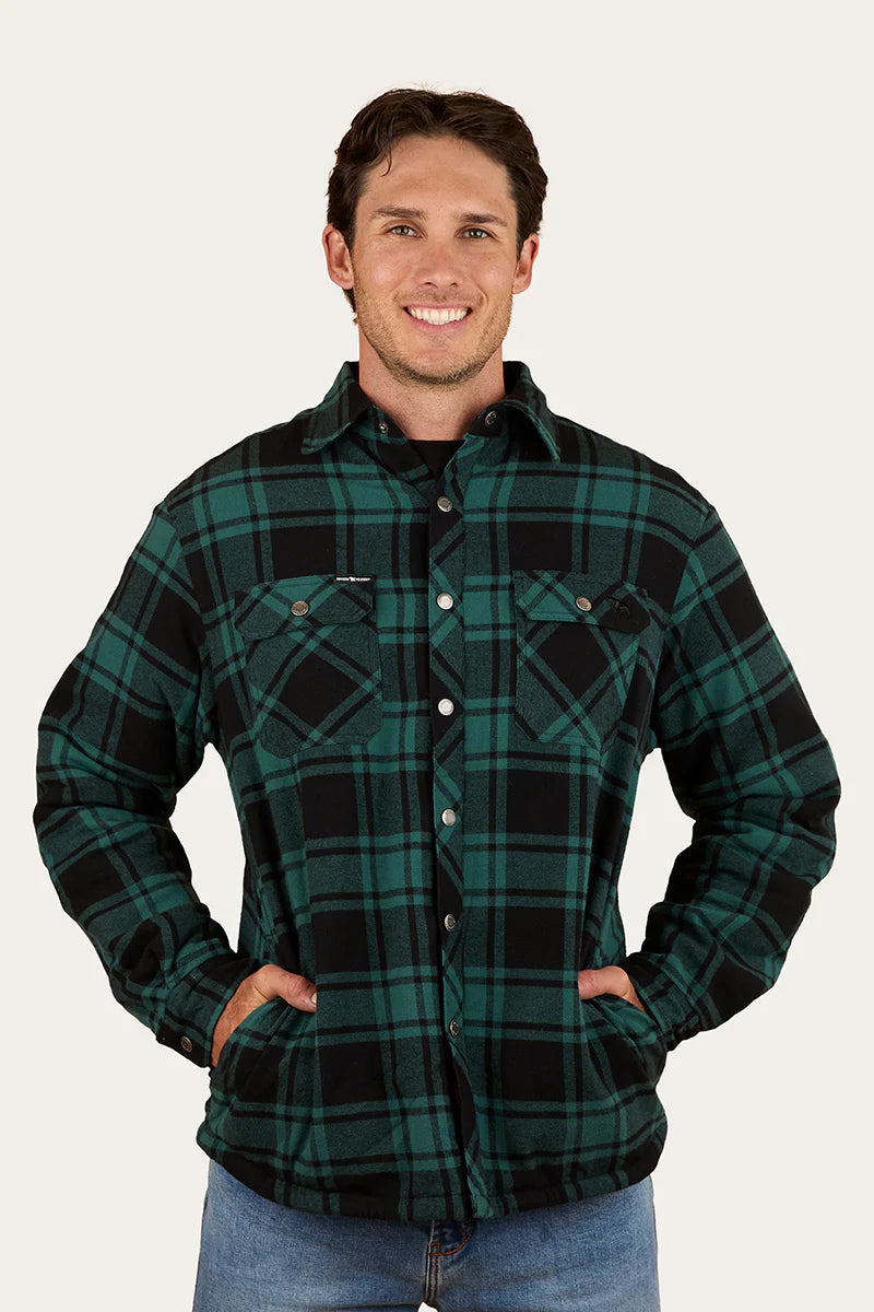 Ringers Western Mens Sawyer Sherpa Flannel - Pine/Charcoal