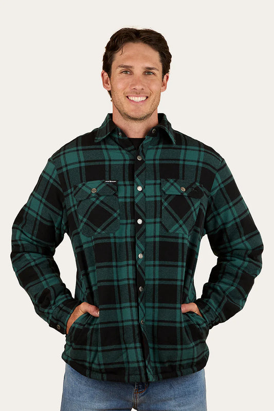 Ringers Western Mens Sawyer Sherpa Flannel - Pine/Charcoal